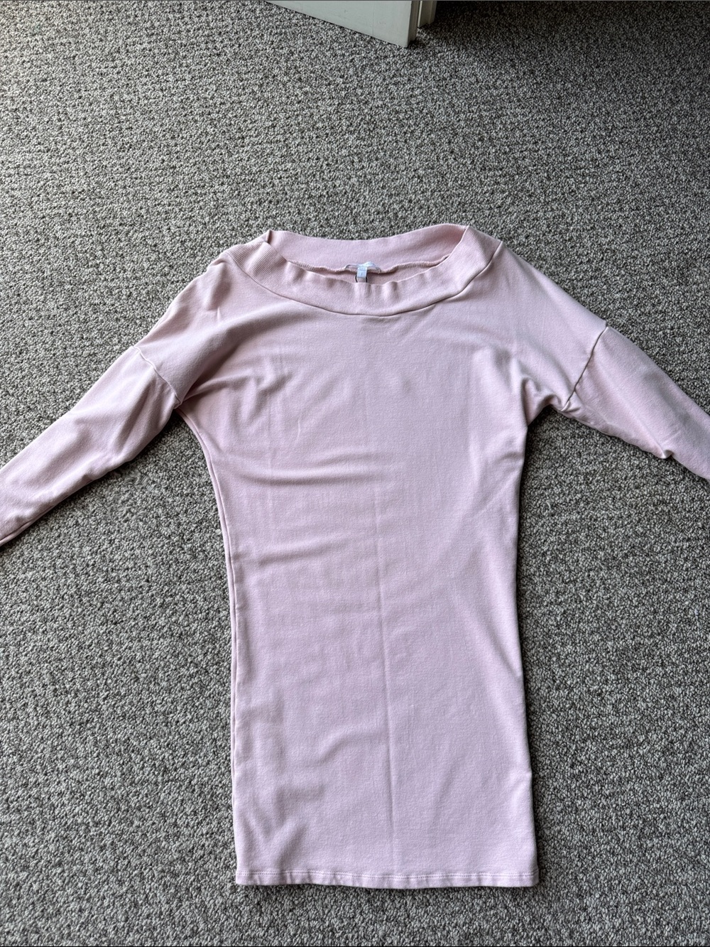 Women’s Soft Pink Boatneck or off shoulder super stretchy  Long Sleeve Dress